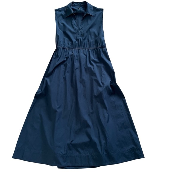 Rag & Bone Soraya 100% Cotton Cut Out Midi Dress in Navy Blue Size Large - Picture 4 of 16